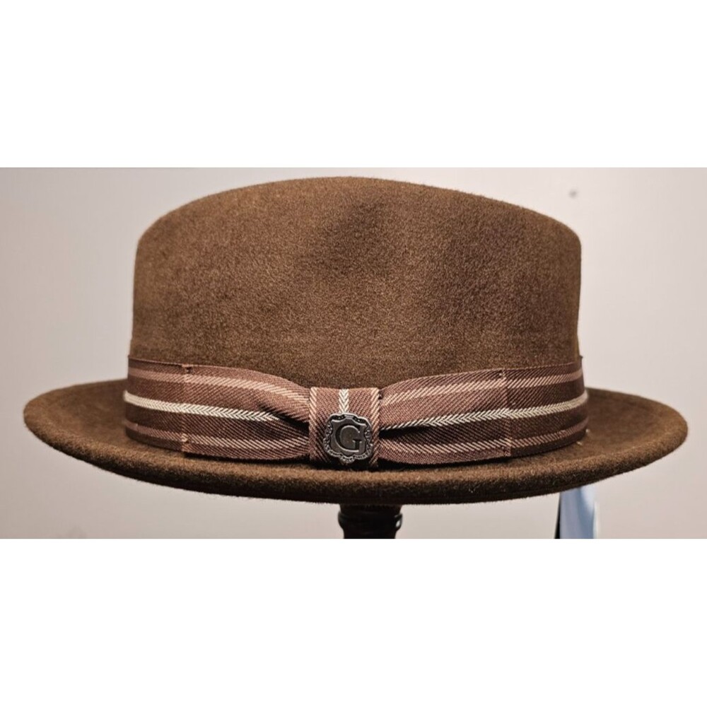 Bigalli Unique Diamond New Era Chocolate Fedora Size Small 100% Wool Felt NWT